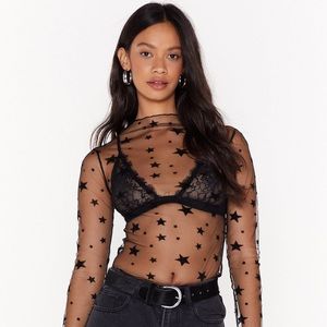 Sheer black star long sleeve